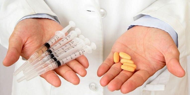 injeções e comprimidos para dor lombar